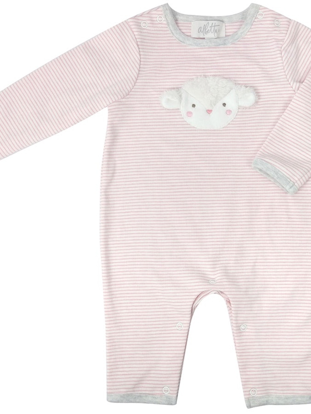 Albetta Pink Striped Lamb Applique One-Piece for Kids